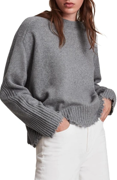 Allsaints Kiera Cashmere Blend Crewneck Sweater In Grey Marl