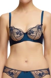 Dita Von Teese Julies Roses Underwire Balconette Bra In Navy