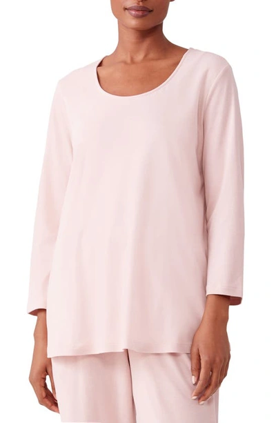 Eileen Fisher Wear U-neck Organic Cotton Long Sleeve Sleep Shirt In Powder