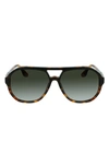 Victoria Beckham Guilloch 59mm Aviator Sunglasses In Dark Havana Fade