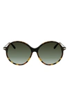 Victoria Beckham Chevron 58mm Round Sunglasses In Green