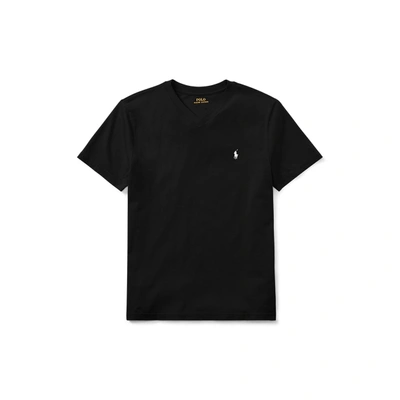 Polo Ralph Lauren Kids' Cotton Jersey V-neck Tee In Black