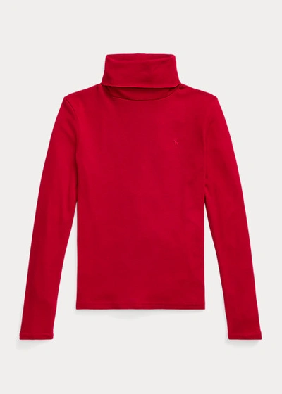 Polo Ralph Lauren Ribbed Cotton-blend Turtleneck In Madison Red