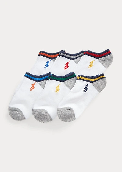 Polo Ralph Lauren Kids' Striped Low-cut Sock 6-pack In White Assorted