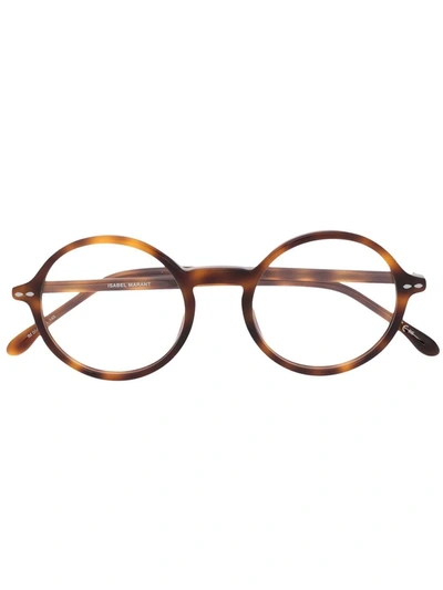 Isabel Marant Eyewear Tortoiseshell-effect Round-frame Glasses In Braun