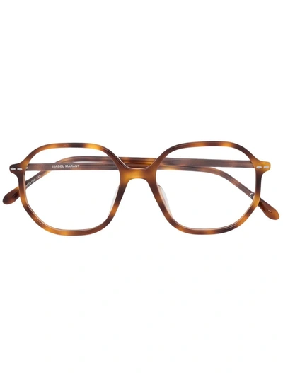 Isabel Marant Eyewear Tortoiseshell-effect Logo Glasses In Braun