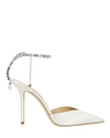 Jimmy Choo Women's Saeda 100 Embellished Pointed Toe Pumps In White