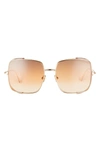 Tom Ford 60mm Gradient Square Sunglasses In Gold/ Brown Yellow/ Blinders