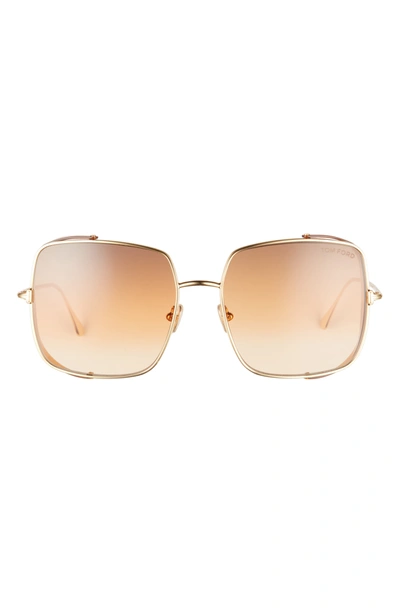 Tom Ford 60mm Gradient Square Sunglasses In Gold/ Brown Yellow/ Blinders