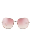 Tom Ford 60mm Gradient Square Sunglasses In Rose Gold/ Honey/ Blinders