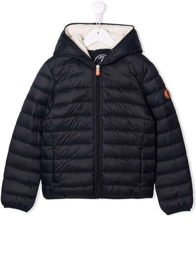 Save The Duck Kids' Logo-patch Puffer Jacket In Blue