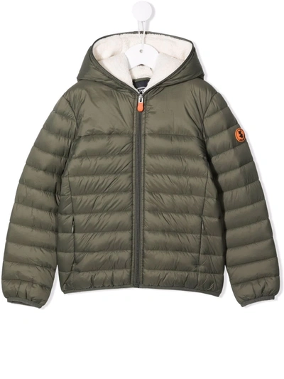 Save The Duck Kids' Logo-patch Puffer Jacket In Green