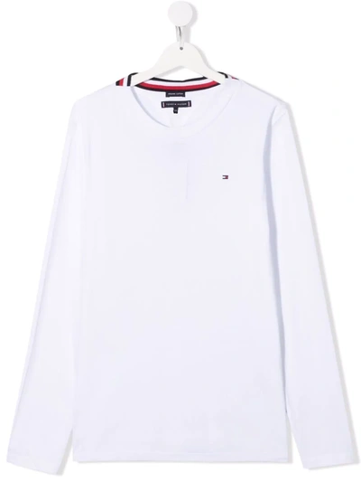 Tommy Hilfiger Junior Teen Striped Trim T-shirt In White
