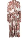 Proenza Schouler Printed Crepe Maxi Shirt Dress In Red