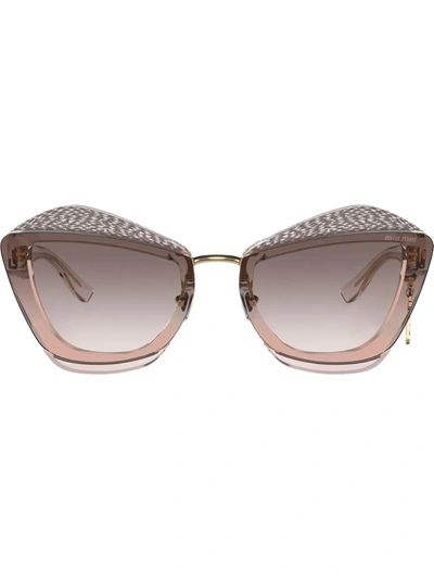 Miu Miu Charms Sunglasses In Gradient Anthracite Gray To Mauve Lenses