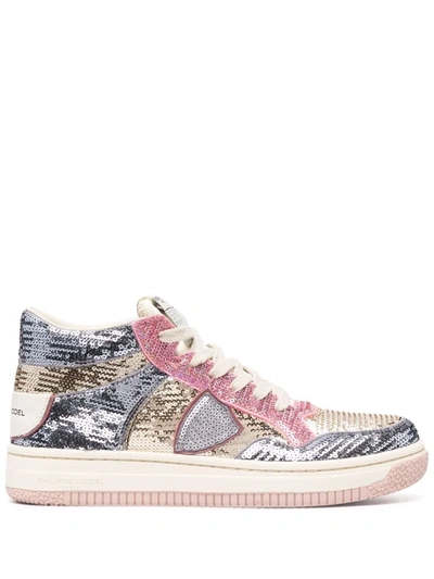 Philippe Model Sequin-embellished Sneakers In Gold