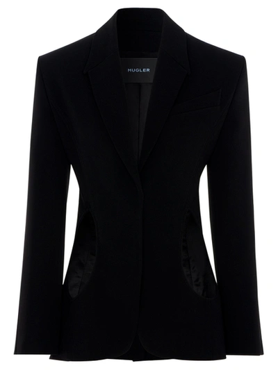 Mugler Tailored Buttoned Cuff Blazer Black