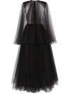 DOLCE & GABBANA CAPE-DETAIL TULLE MIDI DRESS