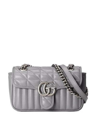 Gucci Mini Gg Marmont Matelassé Shoulder Bag In Grey
