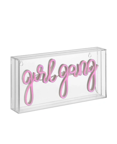 Jonathan Y Girl Gang Contemporary Glam Acrylic Box Usb Operated Led Neon Light In Pink
