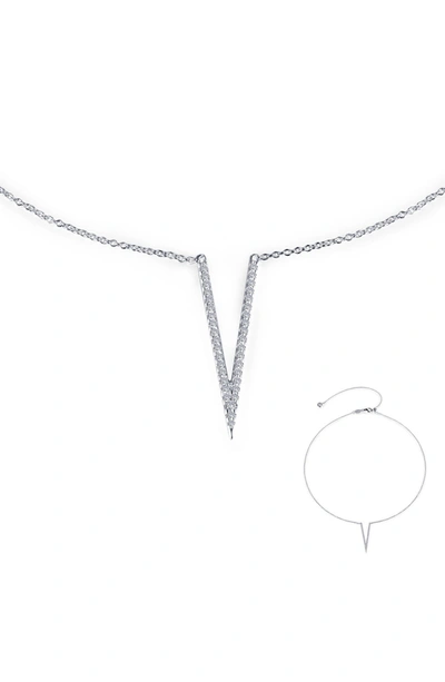 Lafonn Simulated Diamond Pave V Choker Necklace In White