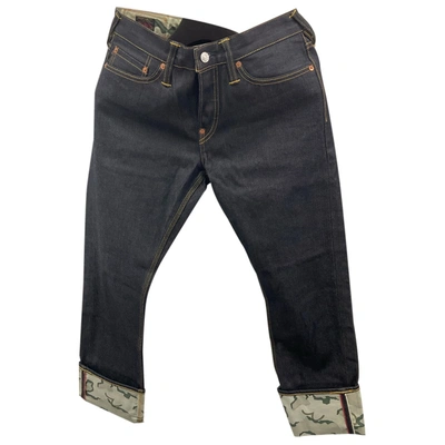Pre-owned Evisu Straight Jeans In Black