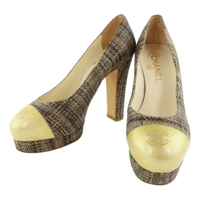 Pre-owned Chanel Cloth Heels In Gold