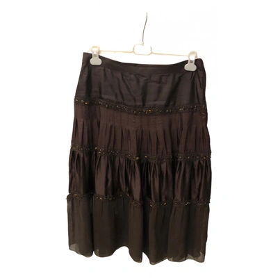 Pre-owned Max Mara Silk Skirt In Brown