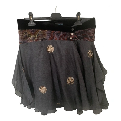 Pre-owned Custo Barcelona Silk Mid-length Skirt In Anthracite