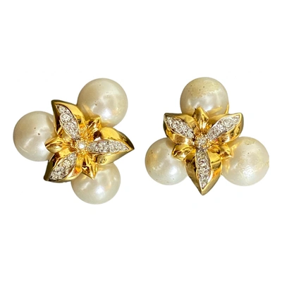 Pre-owned Nina Ricci Crystal Earrings In Gold