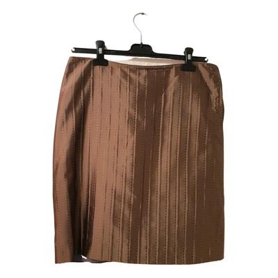 Pre-owned Valentino Silk Mid-length Skirt In Brown