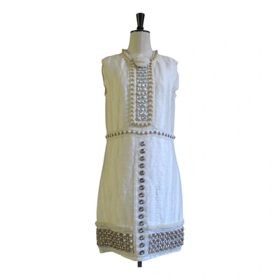 Pre-owned Lanvin Silk Mini Dress In Ecru