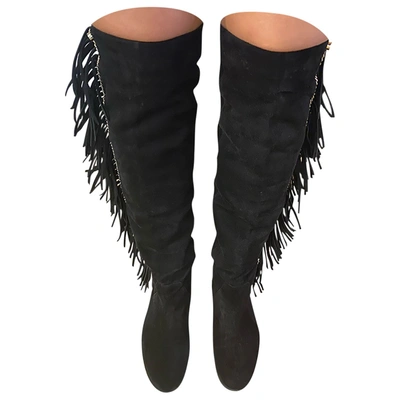 Pre-owned Elisabetta Franchi Cloth Boots In Black