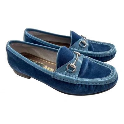 Pre-owned Gucci Brixton Cloth Flats In Blue