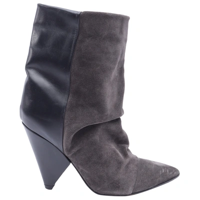 Pre-owned Isabel Marant Leather Ankle Boots In Grey