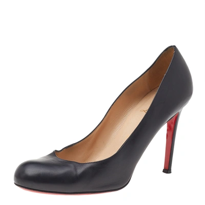 Pre-owned Christian Louboutin Black Leather Simple Pumps Size 38.5