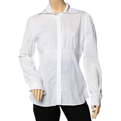 Pre-owned Just Cavalli White Cotton Paneled Button Front Shirt L
