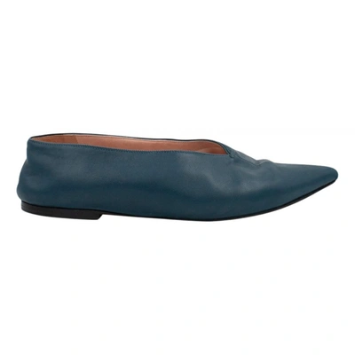 Pre-owned Celine Leather Flats In Navy