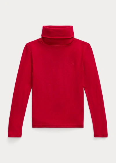 Polo Ralph Lauren Ribbed Cotton-blend Turtleneck In Madison Red
