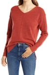 Caslon High/low V-neck Sweater In Rust Spice