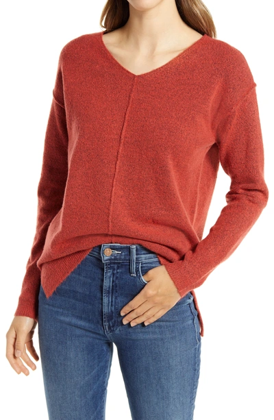 Caslon High/low V-neck Sweater In Rust Spice