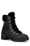 Vintage Foundry Regina Faux Fur Trimmed Snake Embossed Boot In Black
