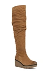 Vintage Foundry Maisie Shirred Wedge Knee High Boot In Tan