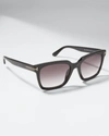 Tom Ford Selby Square Plastic Sunglasses In 01b Black/grey