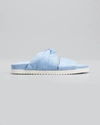 3.1 Phillip Lim Blue Leather Twisted Slides In Periwinkle