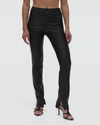Helmut Lang Slit Leather Straight-leg Pants In Sage