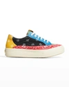 Rhude Men's Colorblock Bandana-print Low-top Sneakers In Black / Red