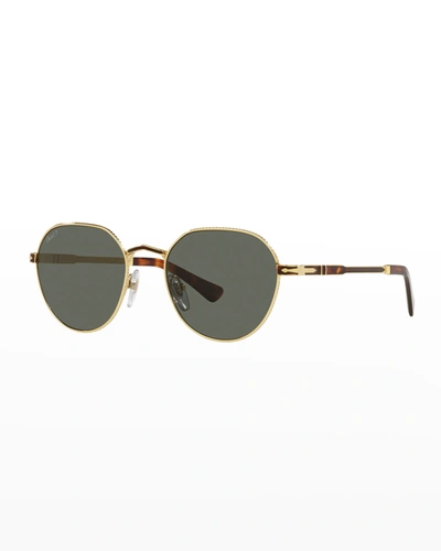 Persol Men's 53mm Round Engraved Metal Sunglasses In Gold