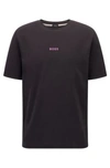 Hugo Boss Relaxed-fit T-shirt In Stretch Cotton With Logo Print- Black Men's T-shirts Size M