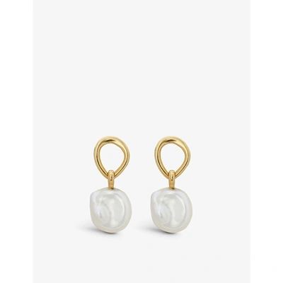 Monica Vinader Nura Keshi 18ct Recycled Yellow Gold-plated Vermeil Sterling Silver And Pearl Drop Earrings In White